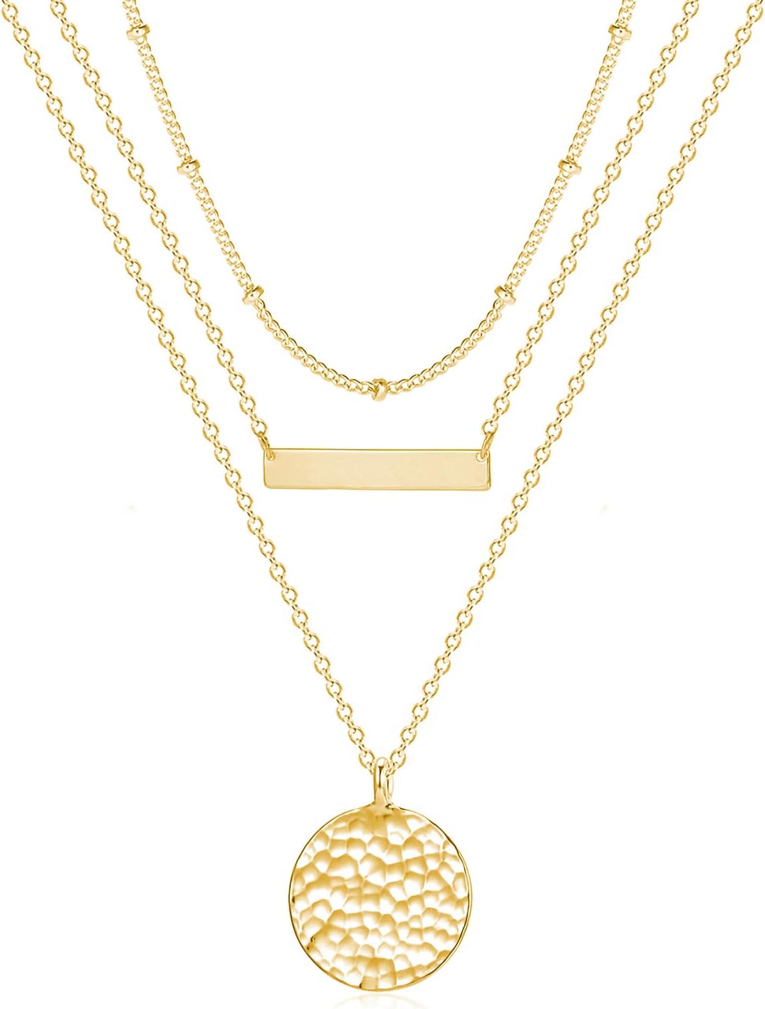 Fettero Pendant Necklace Gold Choker Layered Coin Open Karma Circle Full New Crescent Moon 14K Gold Plated Dainty Simple Moon Phase Jewelry for Women Gift