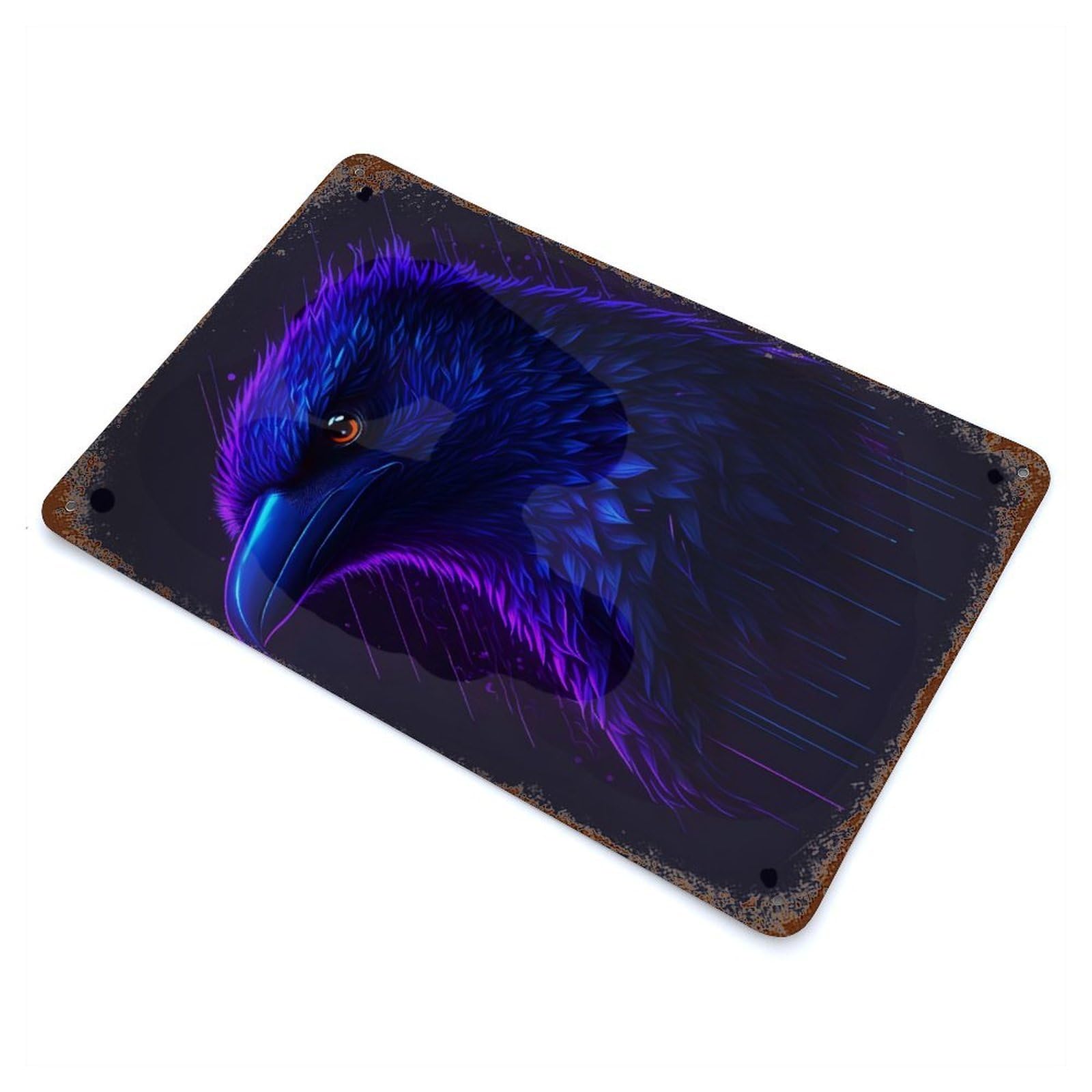 Decorative Tin Sign The Ravens Head 11.8"x7.9", Novelty Wall Decor for Shed, Workshop And Garage Wall Decor