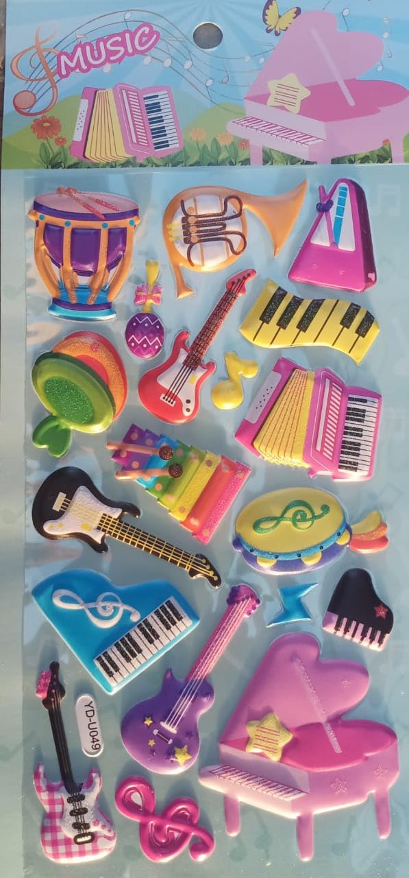 FULLFILLS Puffy 3D Cute Musical Instrument Foam Stickers self Adhesive Funny for Kids (Pack of 3 Sheet) (B0CM64DK97) Amazon Price History, Amazon Price Tracker