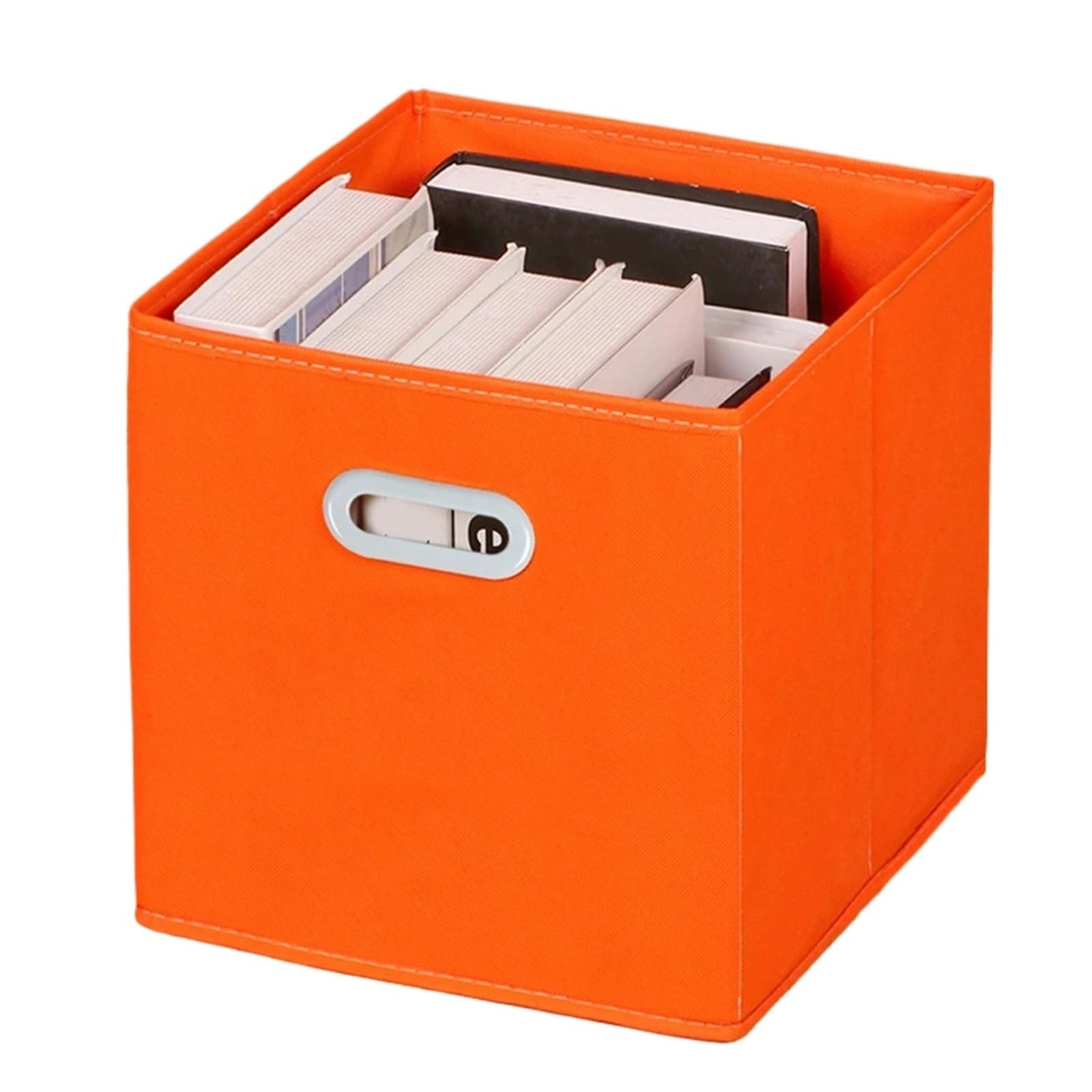 MFESFCS Canvas Storage Boxes Fabric Cloth Storage Box For Book Clothes Sundries Foldable Closet Drawer Bins Basket(Orange)