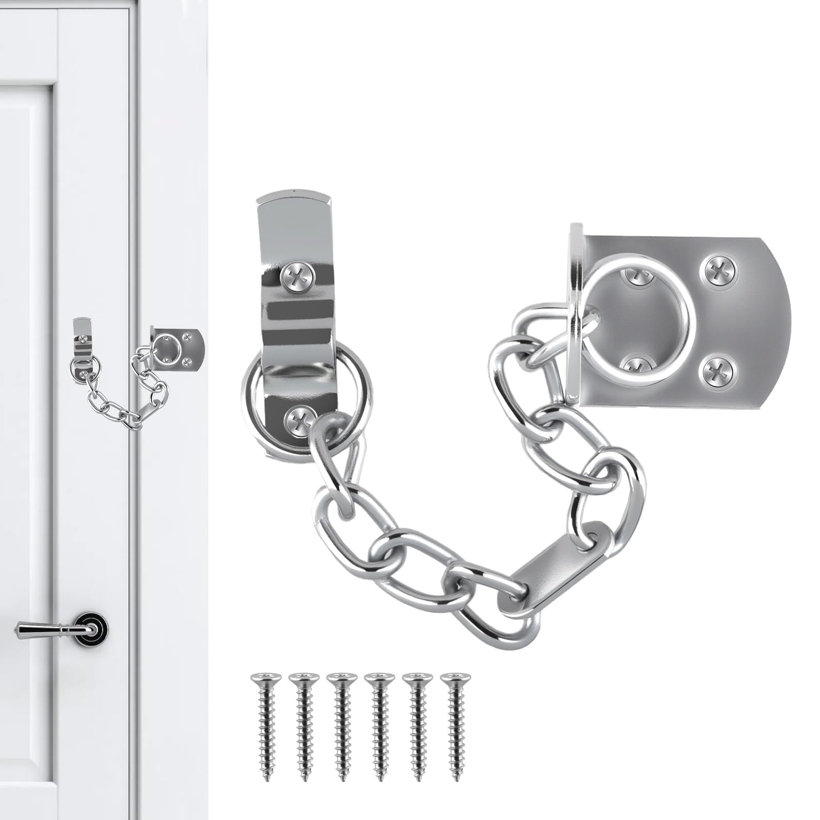 Lueden Door Chain, Heavy Duty Door Chain for Front Doors Polished Chrome