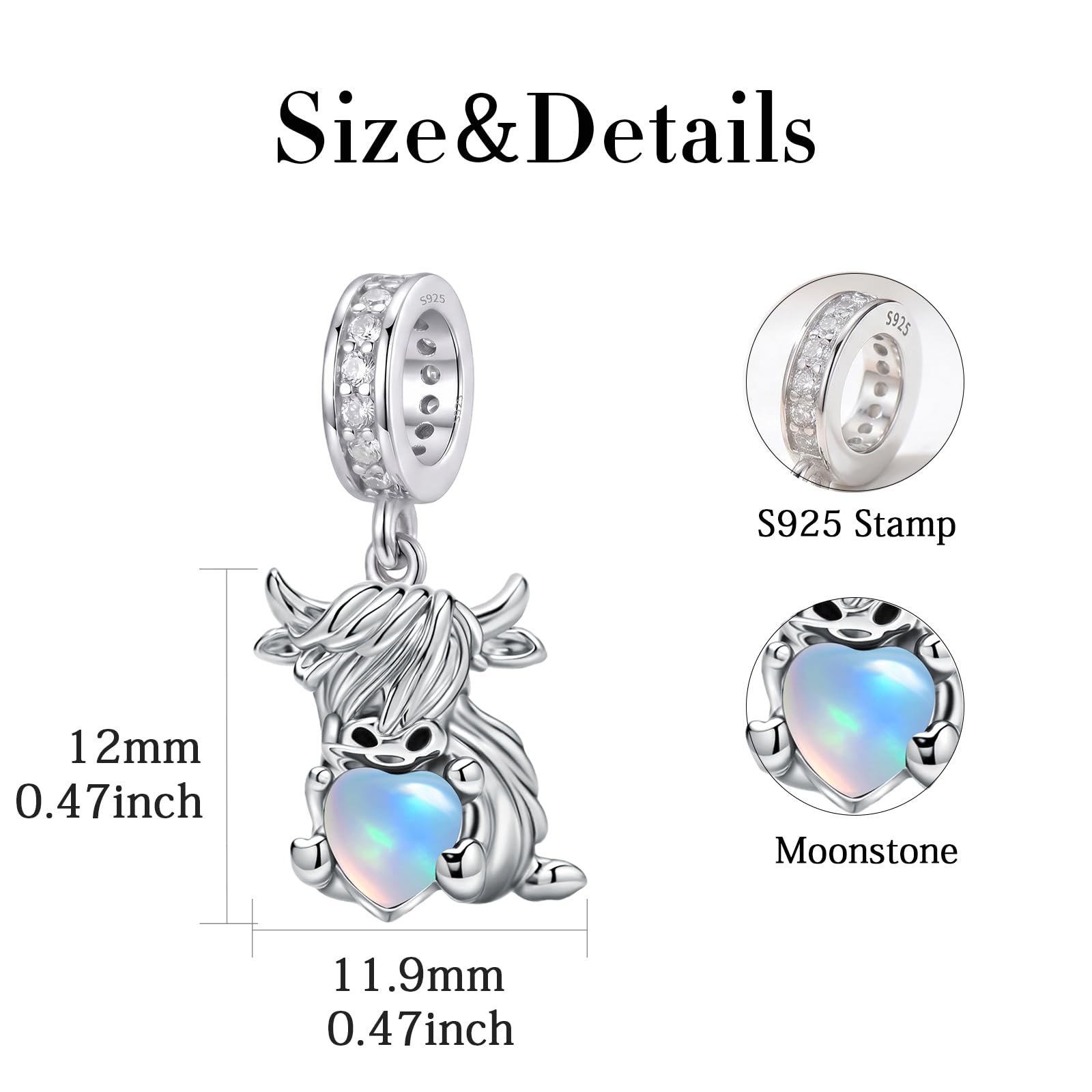 Highland Cow Armbänder Charms 925 Sterling Silber Hochland Kuh Bead Halskette Armband Schottland Schmuck Geschenke für Damen Mädchen Frauen