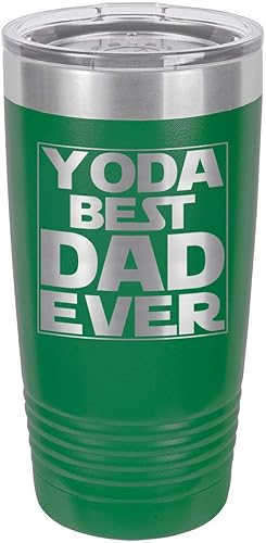 YODA BEST DAD EVER GREEN Vaso de bebida de 20 onzas con pajita  Taza de viaje grabada con láser  Comparar con Yeti Rambler  Idea de regalo para papá