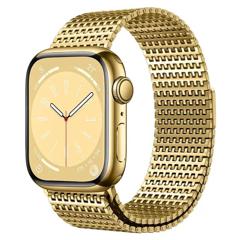 WINGLE Milanese Loop for Gold Apple Watch Band Ultra 3/2/1 Band Ultra 49mm Series 11 10 46mm 45mm 44mm 42mm SE 3/2/1 9 8 7 6 5 4 3 2 1 Men Magnetic Metal Mesh Stainless Steel Apple Watch iWatch Bands