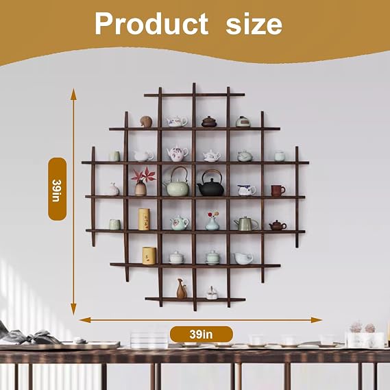 Solid Wood Chinese Tea Cup Holder, Wall Mounted Mug Display Shelf