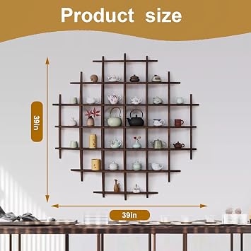 Solid Wood Chinese Tea Cup Holder, Wall Mounted Mug Display Shelf