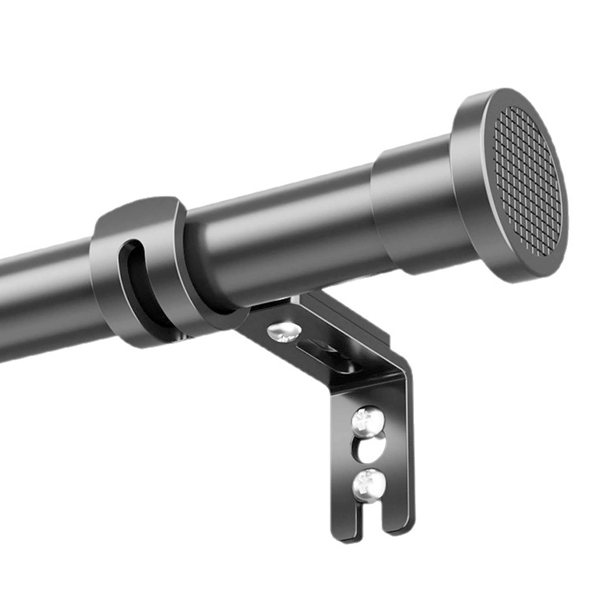 Black Curtain Pole for Windows, 76-220 cm Curtain Poles Set with Brackets and Finials, 25mm Diamete Metal Window Curtain Rod, Easy Install-for Bedroom, Living Room (Black, 76-220)