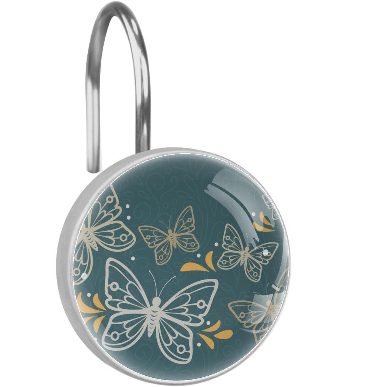 Crochets Rideau de Douche Papillon Acier Inoxydable Salle de Bain