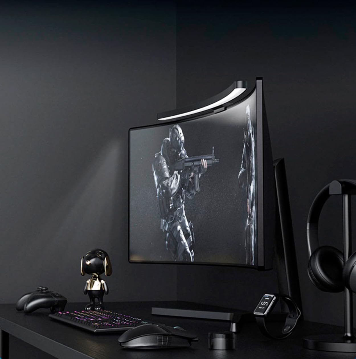Meichoon Computer Monitor Light Curved Screen Light Bar Three Light Modes Adjustable Brightness Touch Control Glare-Free Eye Protection LE13 A