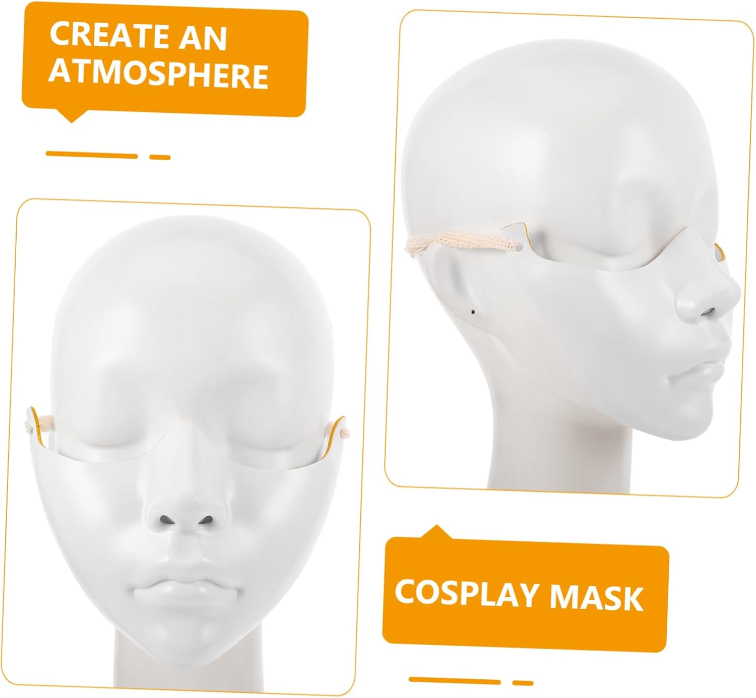 2Pcs Lower Half Face Mask for Women Lightweight Cosplay Party Masks Stylish Blank Masks for Weddings Stage Performances Comfortable Easy to Wear for Theme Parties