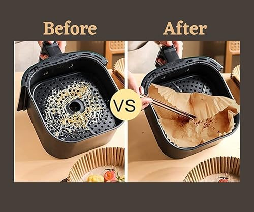 Miniatura 5 de (100 unidades) Forros cuadrados para freidora de aire de 6.3 pulgadas, forros de papel pergamino desechables  Compatible con Cosori, Chefman, Ninja,