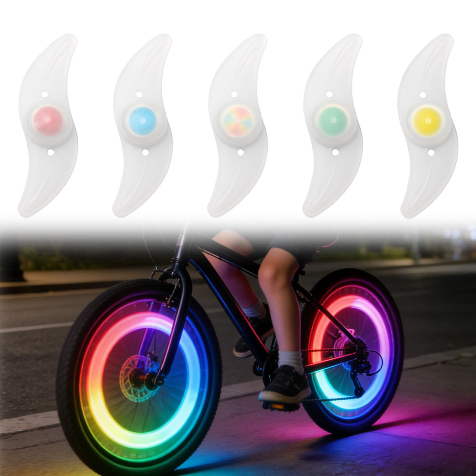 4-Pack Bike Wheel Lights with 3 Flash Modes, Waterproof LED Wheel Lights for Enhanced Night Riding Safety and Fun, Easy Clip-On Installation as Bike Accessories Kids and Adults