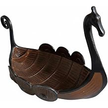 Qianly Nordic Viking Ship Statue,Resin Boat Figurine Model for History Buffs, Office Desk Decor, Bookshelf Ornament,Antique Longboat Sculpture for Home Bar or Library