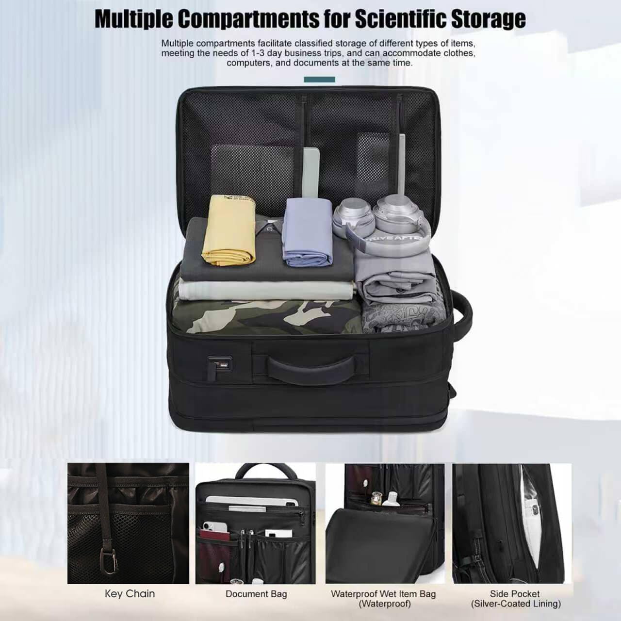 60L Premium Vacuum Travel Carry on Backpack for Adults, 17Inch Durable Water Resistant Business Vacspace Laptop Backpack with TSA Lock, With Violent Air Pump,Very Sturdy and Reliable