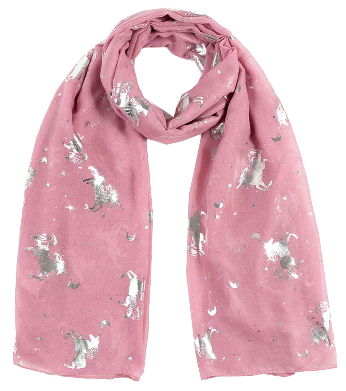 World of Shawls Glitter Unicorn Scarf Wraps Shawl Soft Scarves (Dusky Pink)