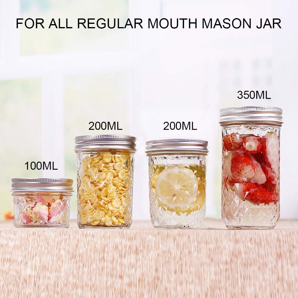 24PCS Regular Mouth Canning Lids with Band, Lids for Mason Jar Canning Lids and Rings with Silicone Seals