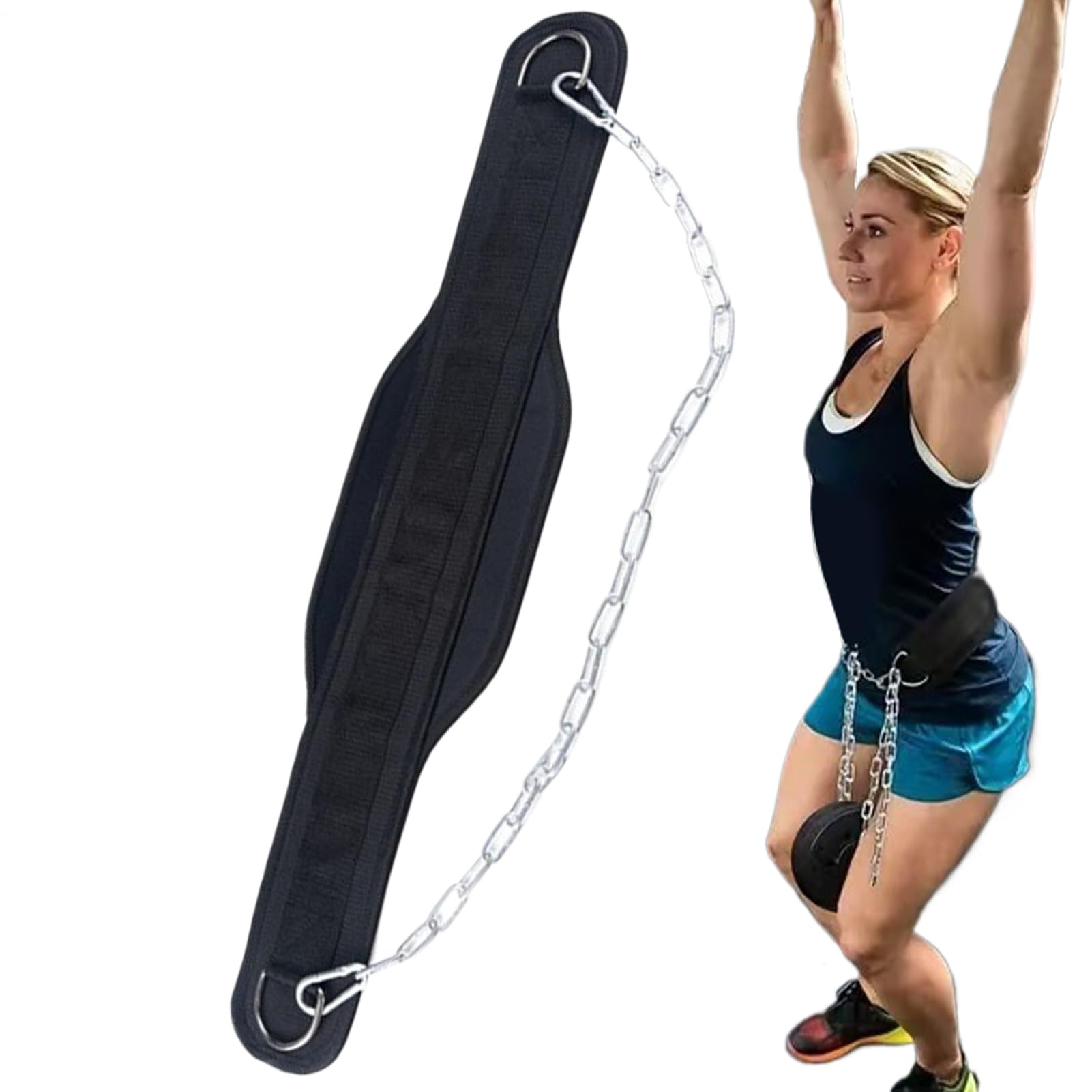 Squat Belt, Weight Lifting Belt - Squat Harness with Steel Chain | Heavy Duty Strength Training Accessories for Pull Up Strength Training