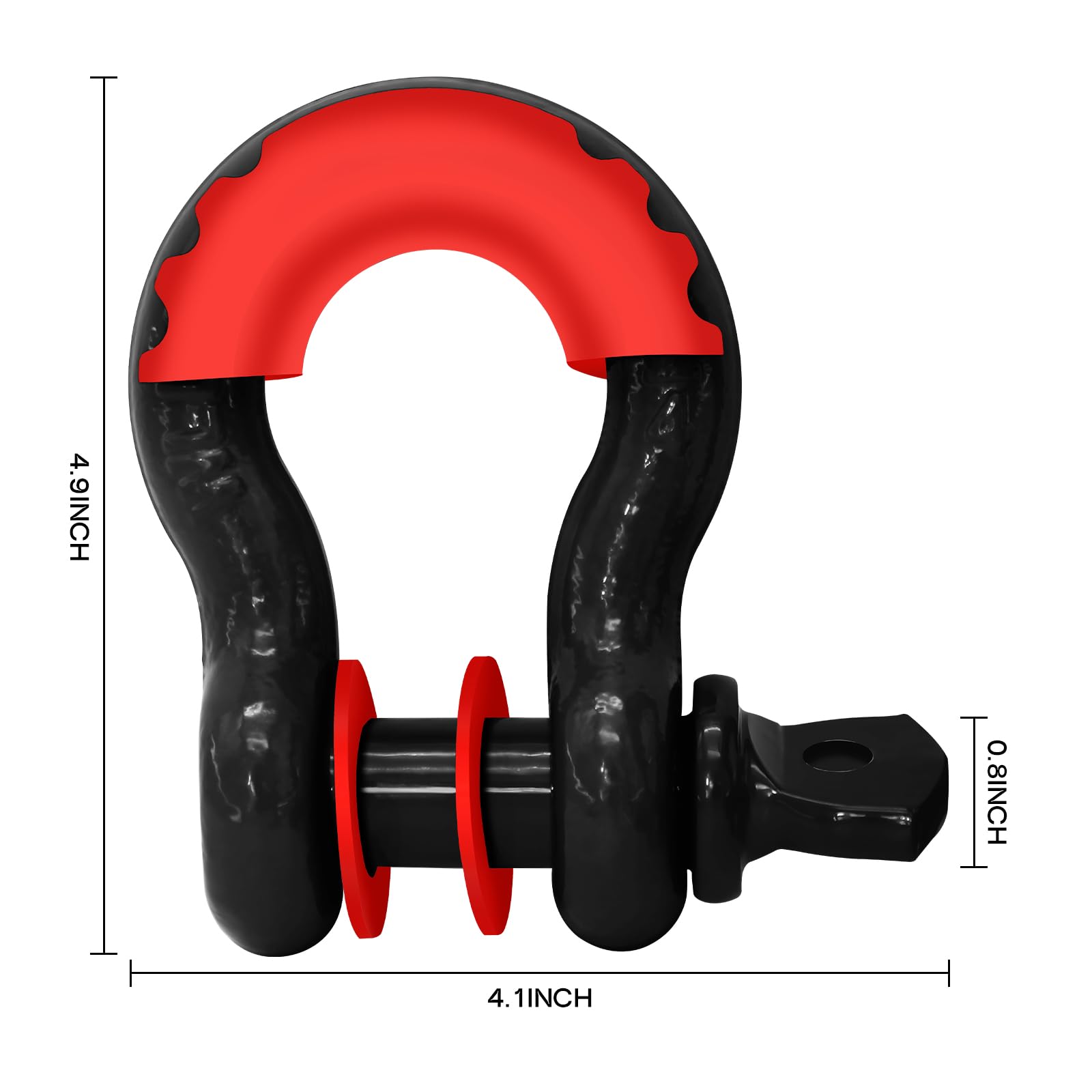 Confezione da 2 anelli a D da 1,9 cm con perno da 7/8", 4,5 kg, robusto, con anello di traino per cinghia di traino, argano fuoristrada, jeep, camion, ATV e UTV (nero-S)