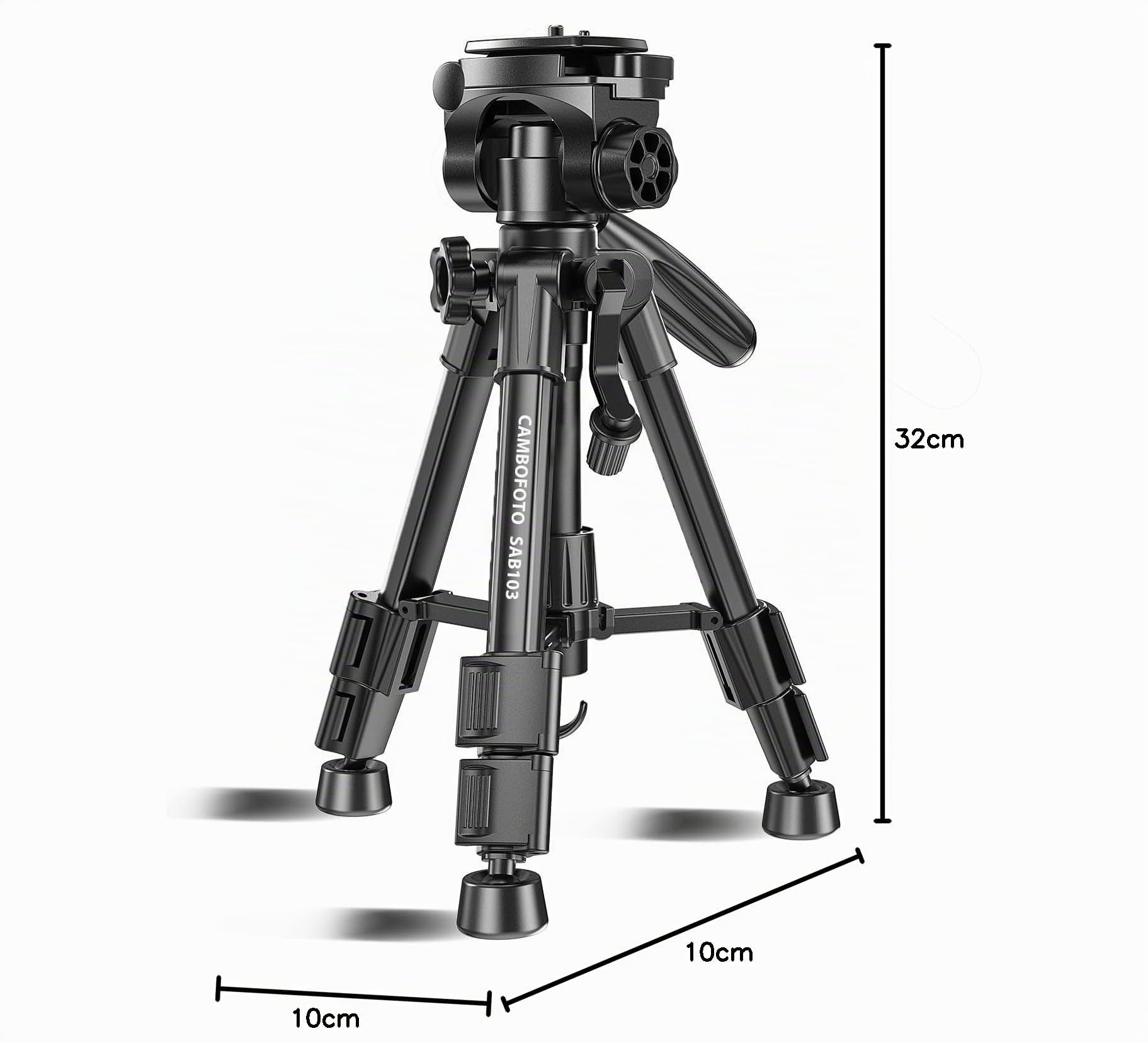 CAMBOFOTO Mini Treppiede da Viaggio 62cm Leggero, Treppiede Portatile per Smartphone/Fotocamera, Testa a Sfera 360°, 3 Sezioni Regolabili, Supporto fino a 2kg - Per Vlog, Viaggi