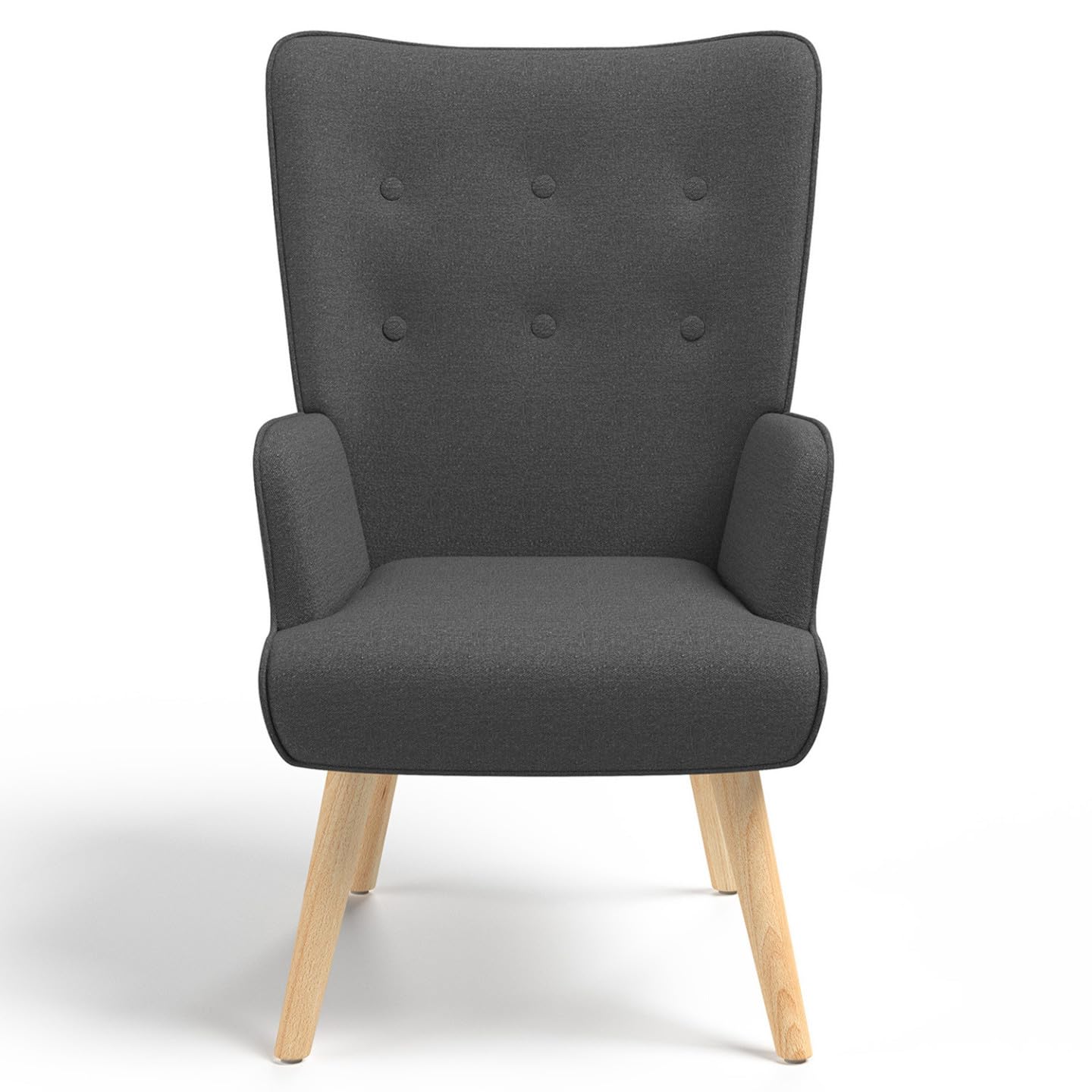 IDMarket - Fauteuil scandinave Ivar avec Repose Pieds Gris Anthracite