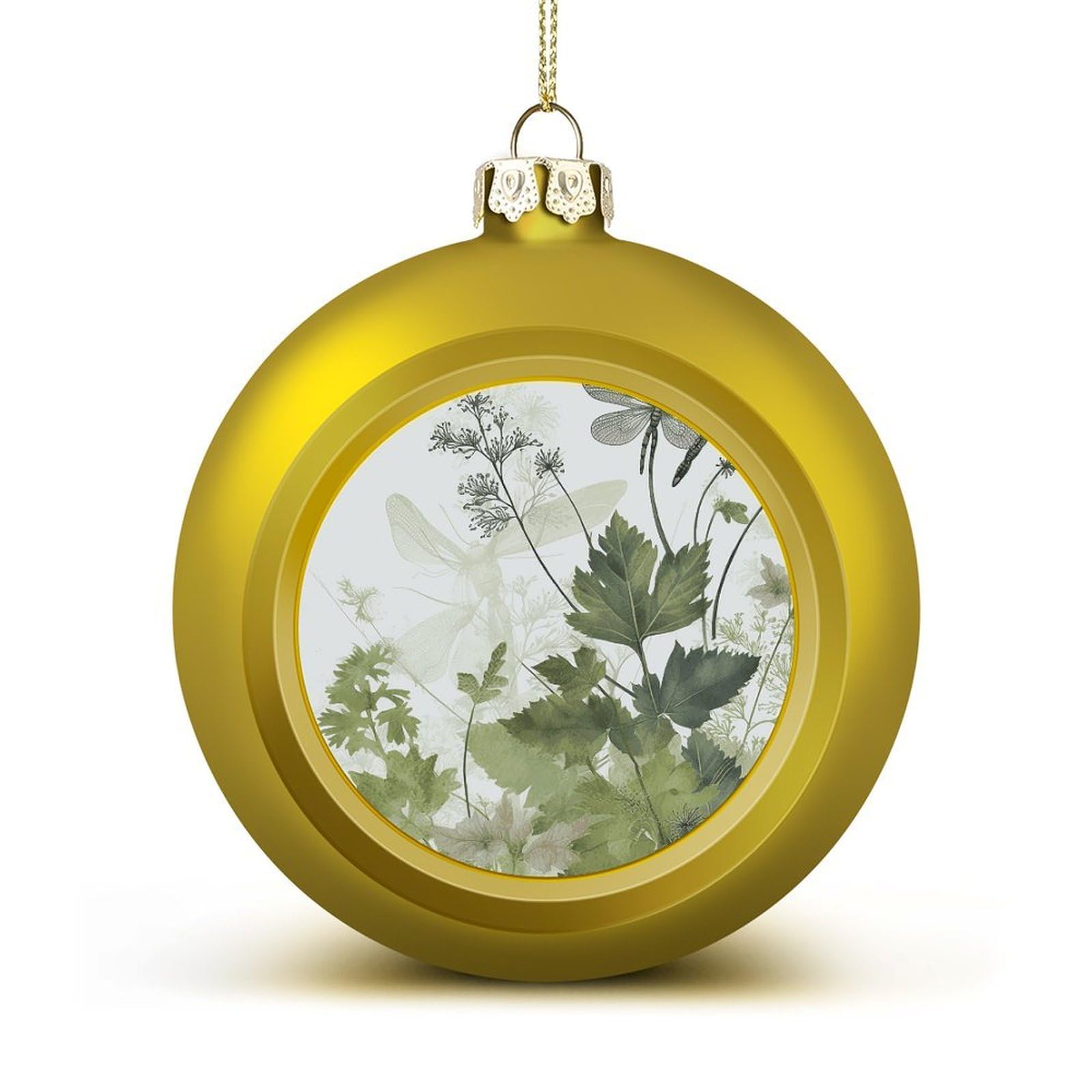 Foliage And Herbs with Dragonflies Winged Christmas Balls Ornaments for Xmas Christmas Tree 1.6" Hanging Shatterproof Xmas Balls Hanging Decor Pendants for Holiday Party Outdoor Indoor DIY Craft Suppl