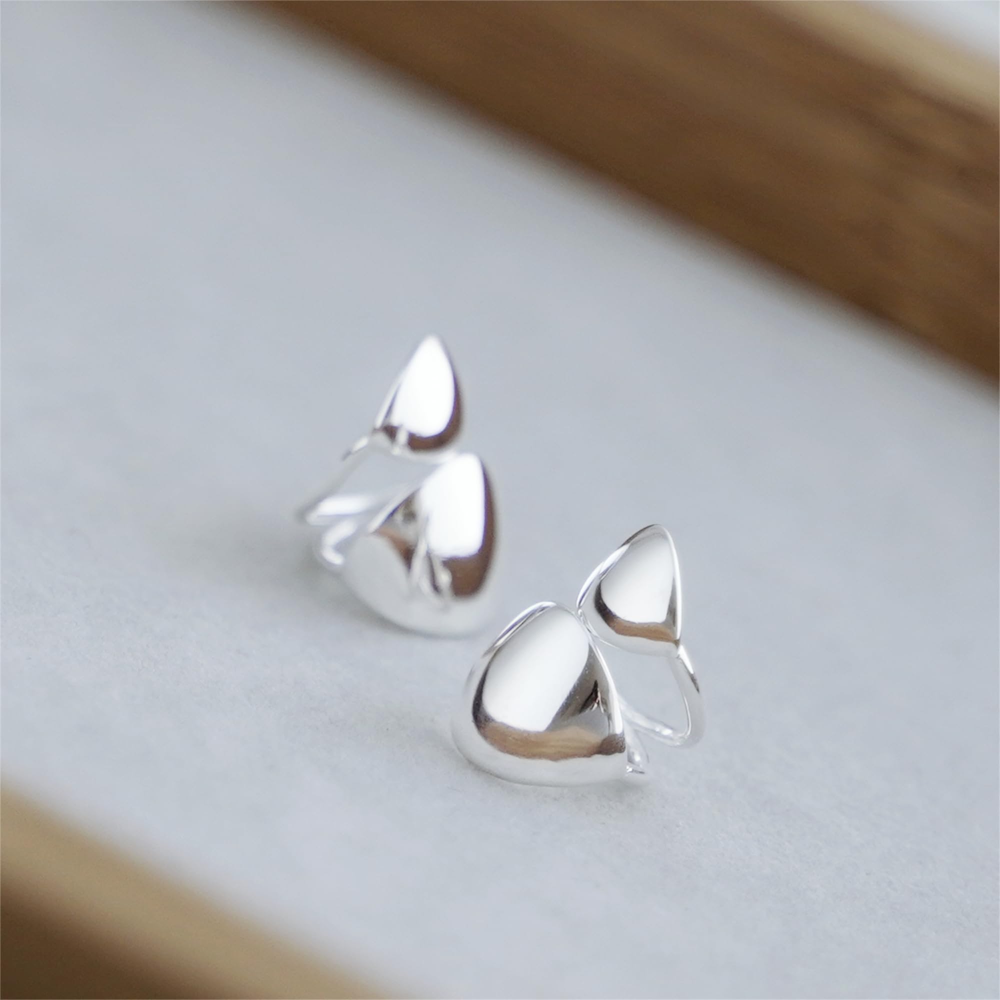 Doppelte Scheibe aus Sterlingsilber, glänzend poliert, gewölbt, ohne Piercing, Clip-Ohrmanschettenkante, Helix-Ohrringe (ein Paar)