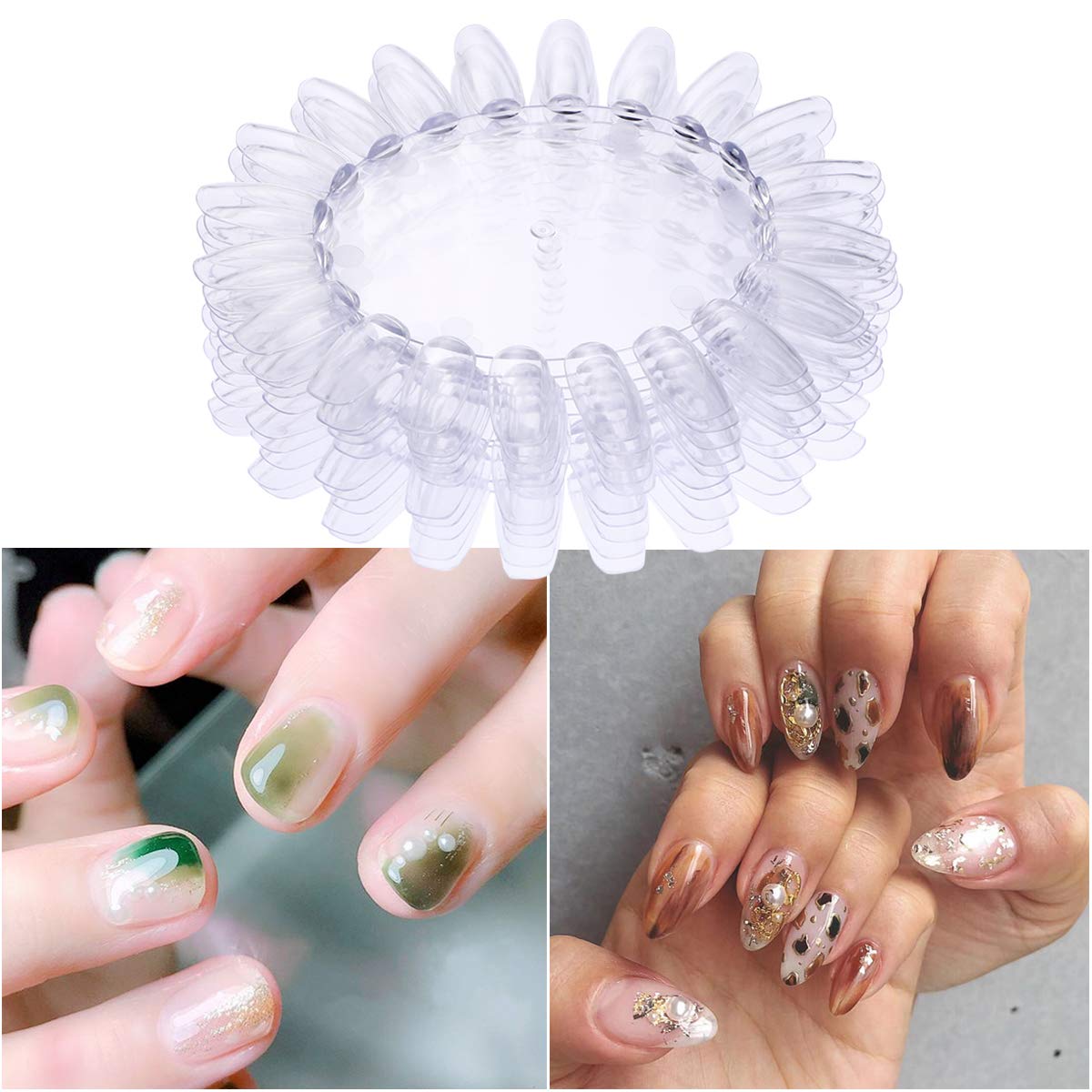 Rosenice Lot de 10 nuanciers ronds, avec faux ongles – Parfaits comme présentoirs de décorations d’ongles