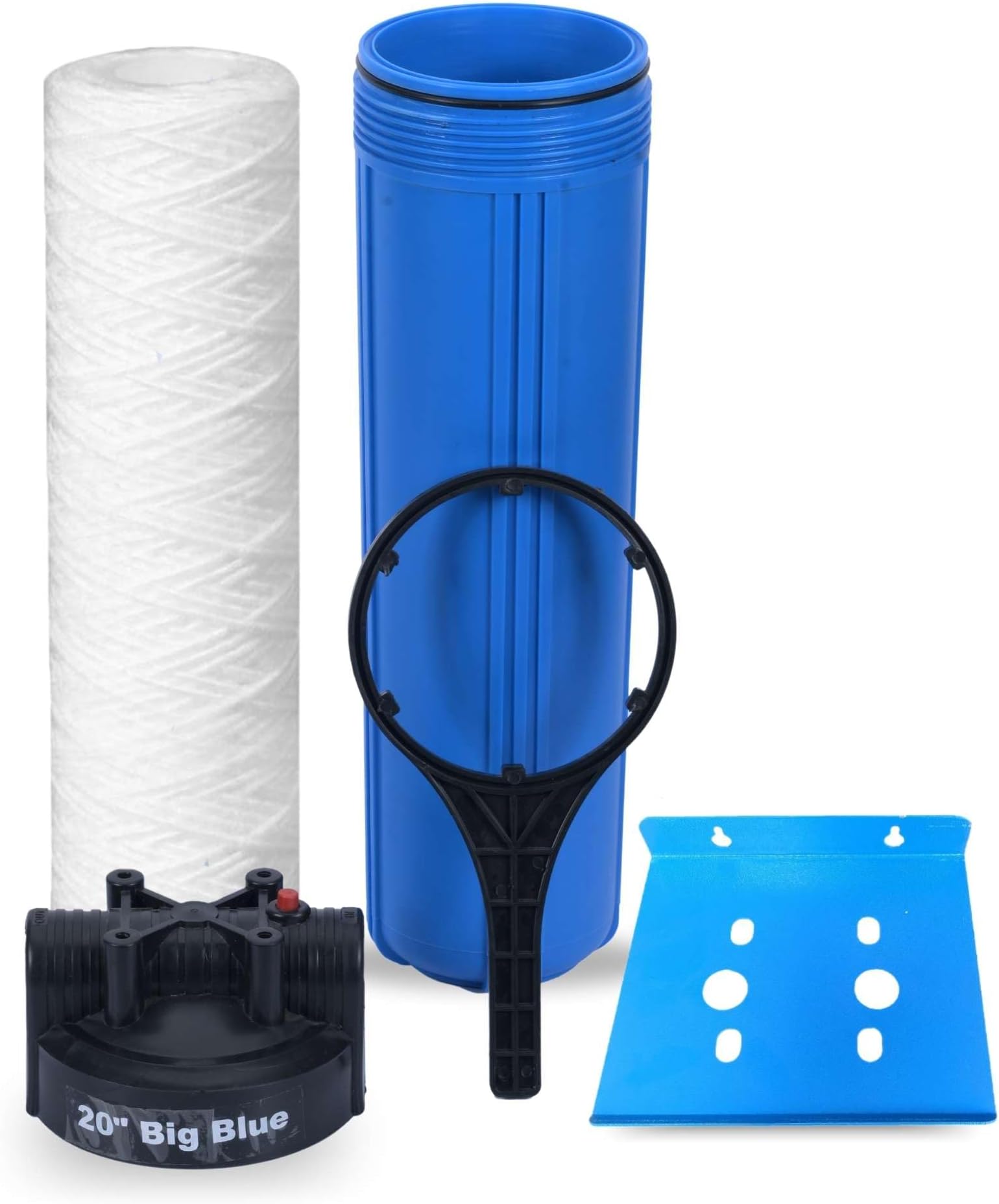 AMPEREUS Whole House Water Filter, 20" Jumbo Yarn Filter with Jumbo Housing Plate and Wrench, 1" Inlet Outlet