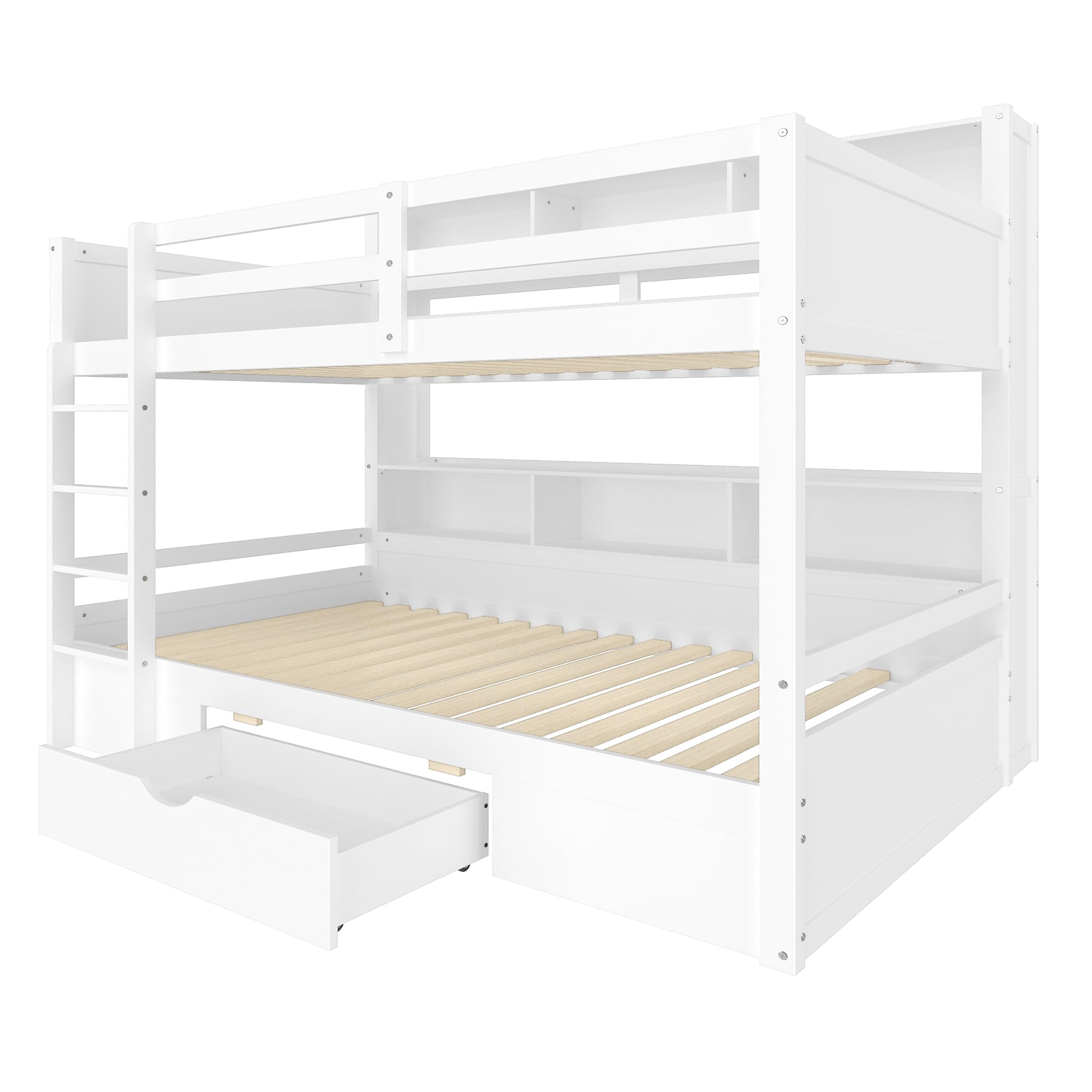 Moimhear Letto singolo, 90 x 200 cm, letti a castello, letti a castello, con cassetti, con vano portaoggetti (bianco)