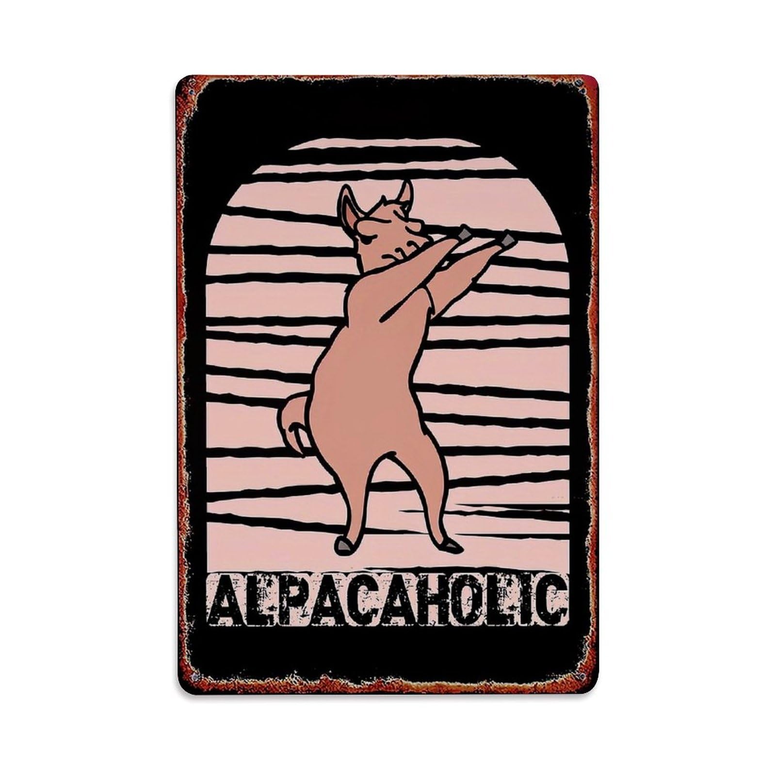 Bliveurn Vintage Alpaca Doing The Dab Retro Metal Tin Sign, Metal Poster For Home, Gaming Room, Studio Workshop,Bar,Garage Wall Art Decor 8X12 Inch