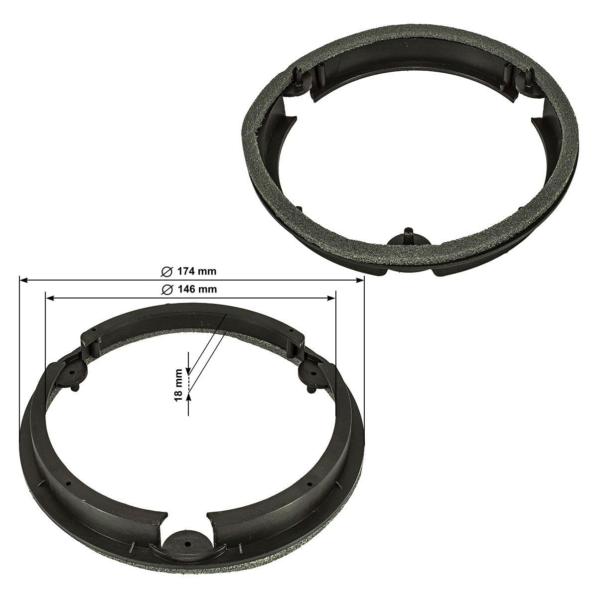 tomzz Audio 2854-004 Anneaux de Haut-parleurs Adaptateurs Supports compatibles avec Suzuki Swift Vitara Baleno à partir de 2016 Ignis à partir de 2018 pour Haut-parleurs de 165mm