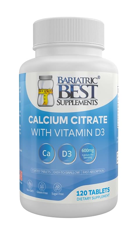 Bariatric Best Suplemento de Citrato de Cálcio com Vitamina D3 600 mg 120 comprimidos