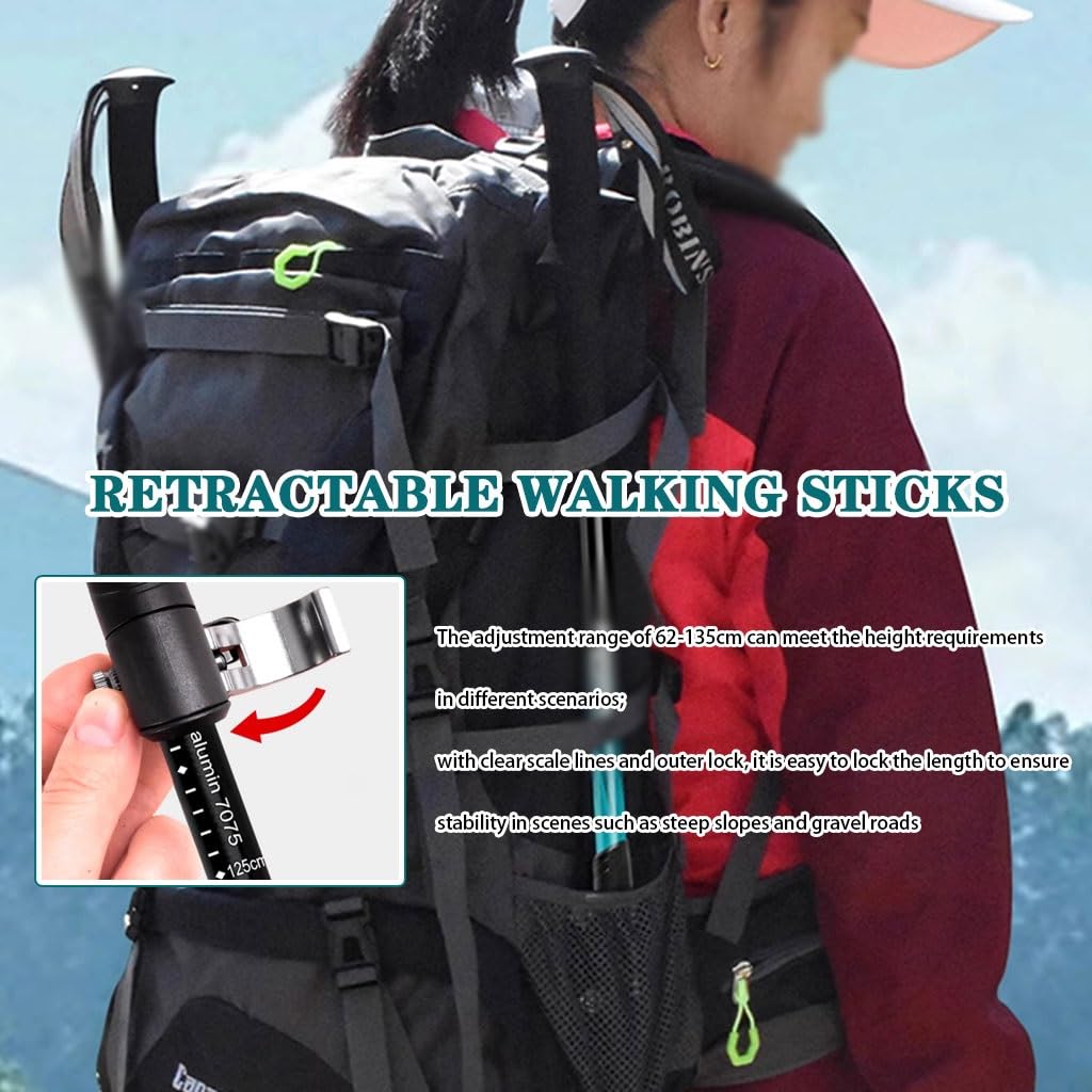 Bastoncini da Trekking Ultraleggeri da 200 G, Bastone da Passeggio Regolabile per Zaino in Spalla, con Impugnatura in Eva E Cinturino da Polso, Asta in Lega di Alluminio(Blue Color)
