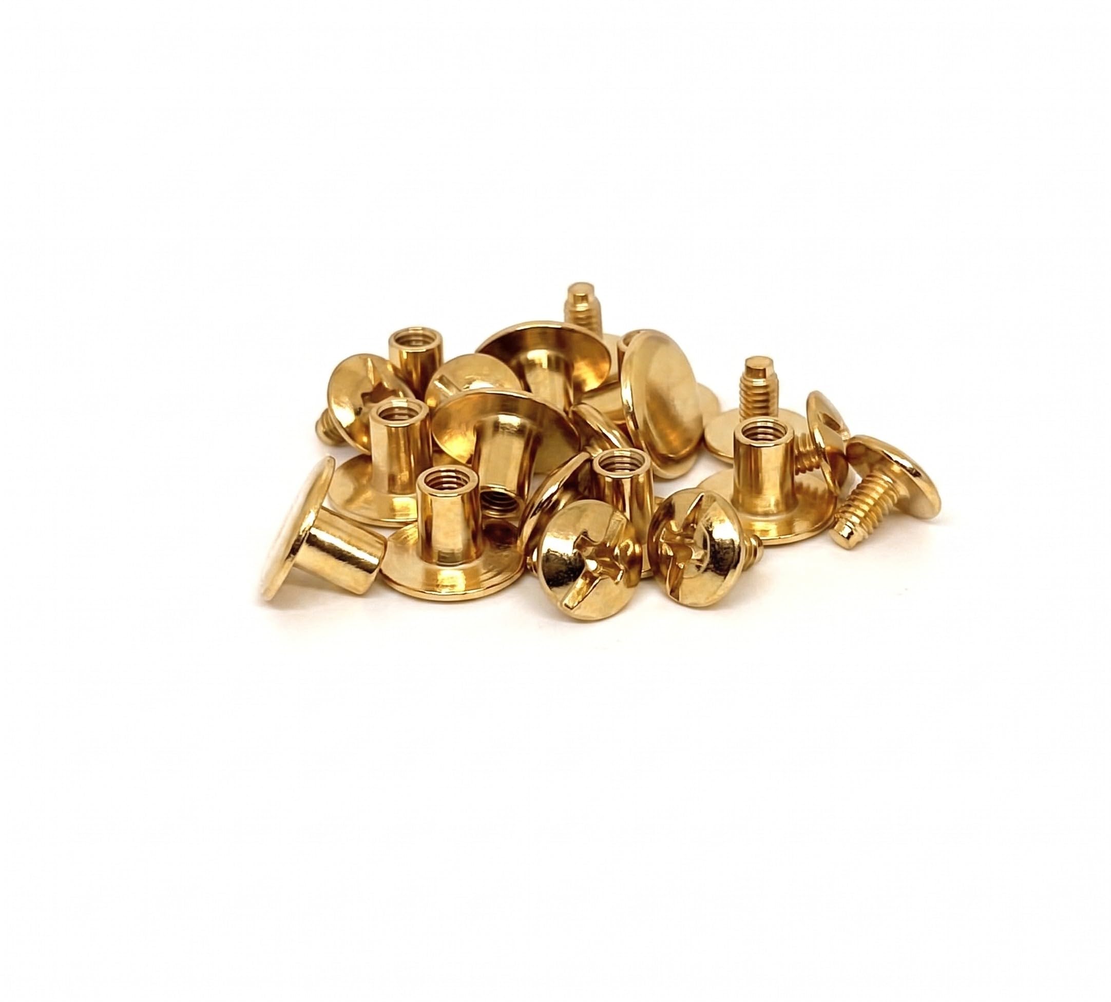 Nimida® Flat Headed Nickel Plated Chicago Screw Binding Rivet Stud, 10 MM, for Leather Craft Bag Belt Buckle, Pack of 50 Pairs (Gold)-picture-27