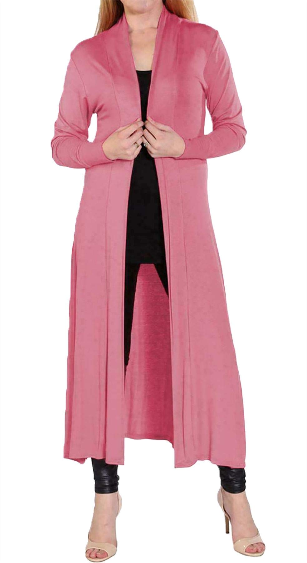Women's Long Floaty Boyfriend Cardigan - Open Front Maxi Dress Style, Turquoise 2X Large