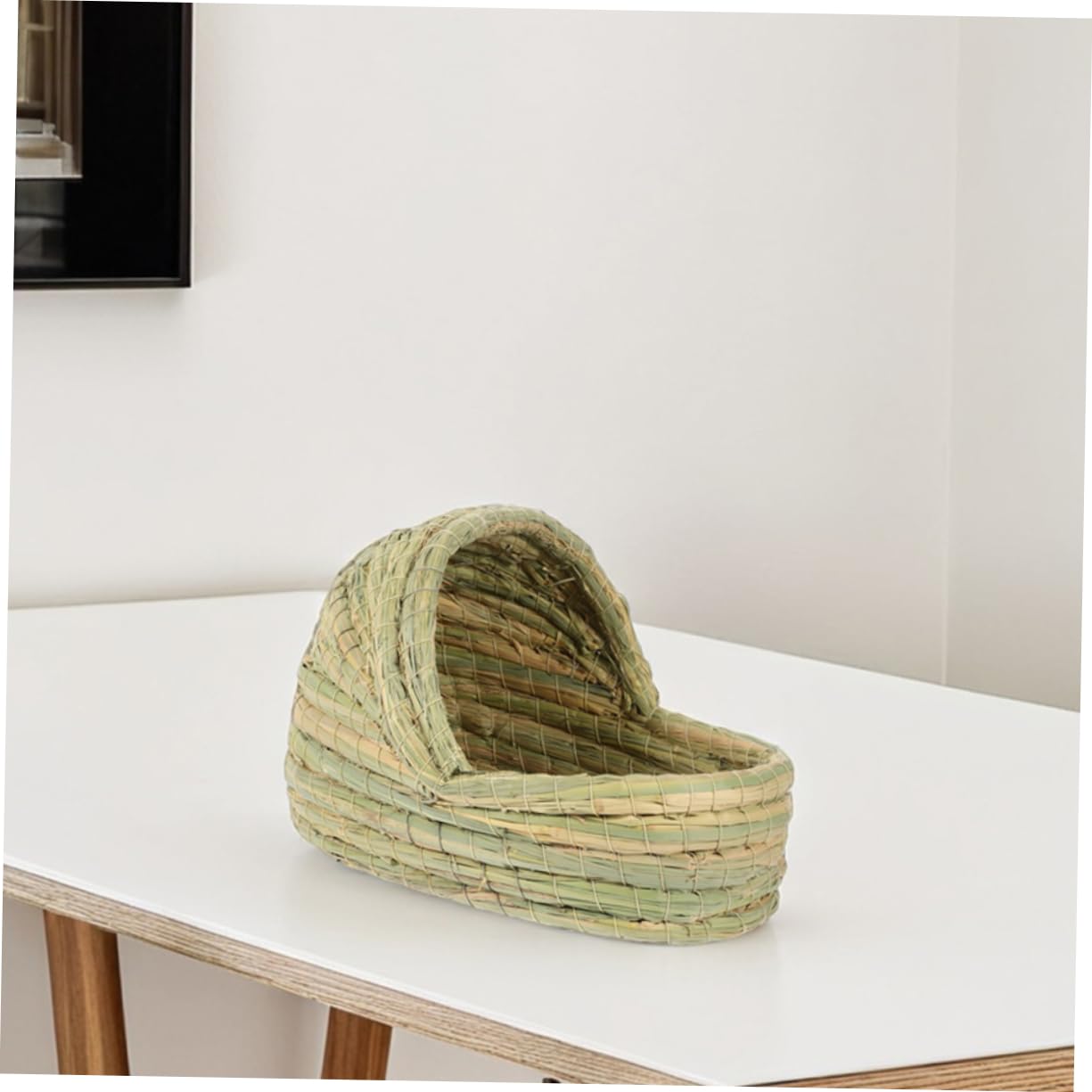 Mipcase Nido de Cría de Paja Tejida Beige para Palomas y Loros | Forma Tejida, Estilo Rústico, para Pequeñas Granjas y Patio Trasero, Favorece la Recolección de Huevos