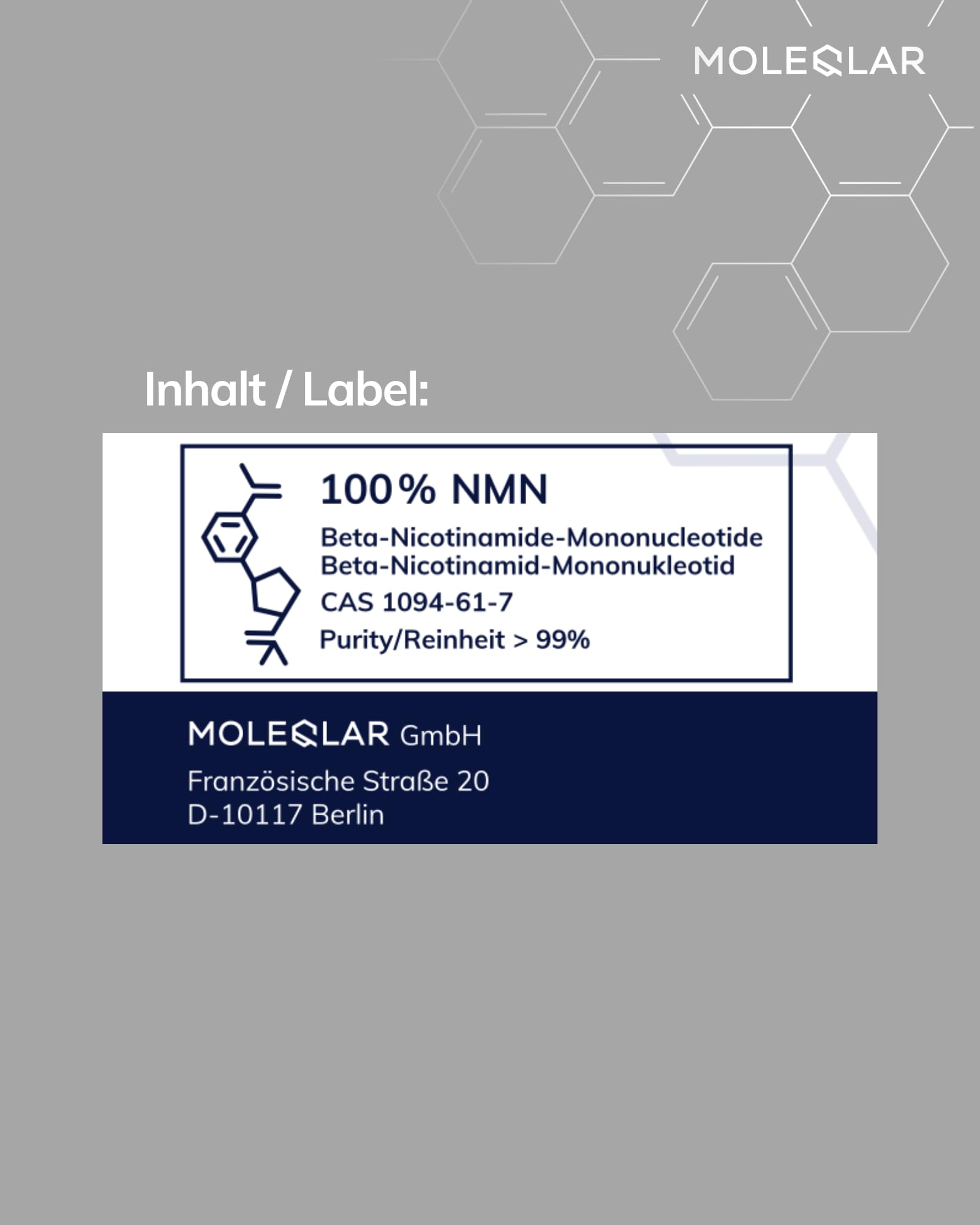 MoleQlar NMN in polvere 30 g di Uthever, integratore alimentare con mononucleotide di nicotinamide, polvere fine da miscelare o inserire in capsule, comoda per l’uso quotidiano e l’apporto integrativo