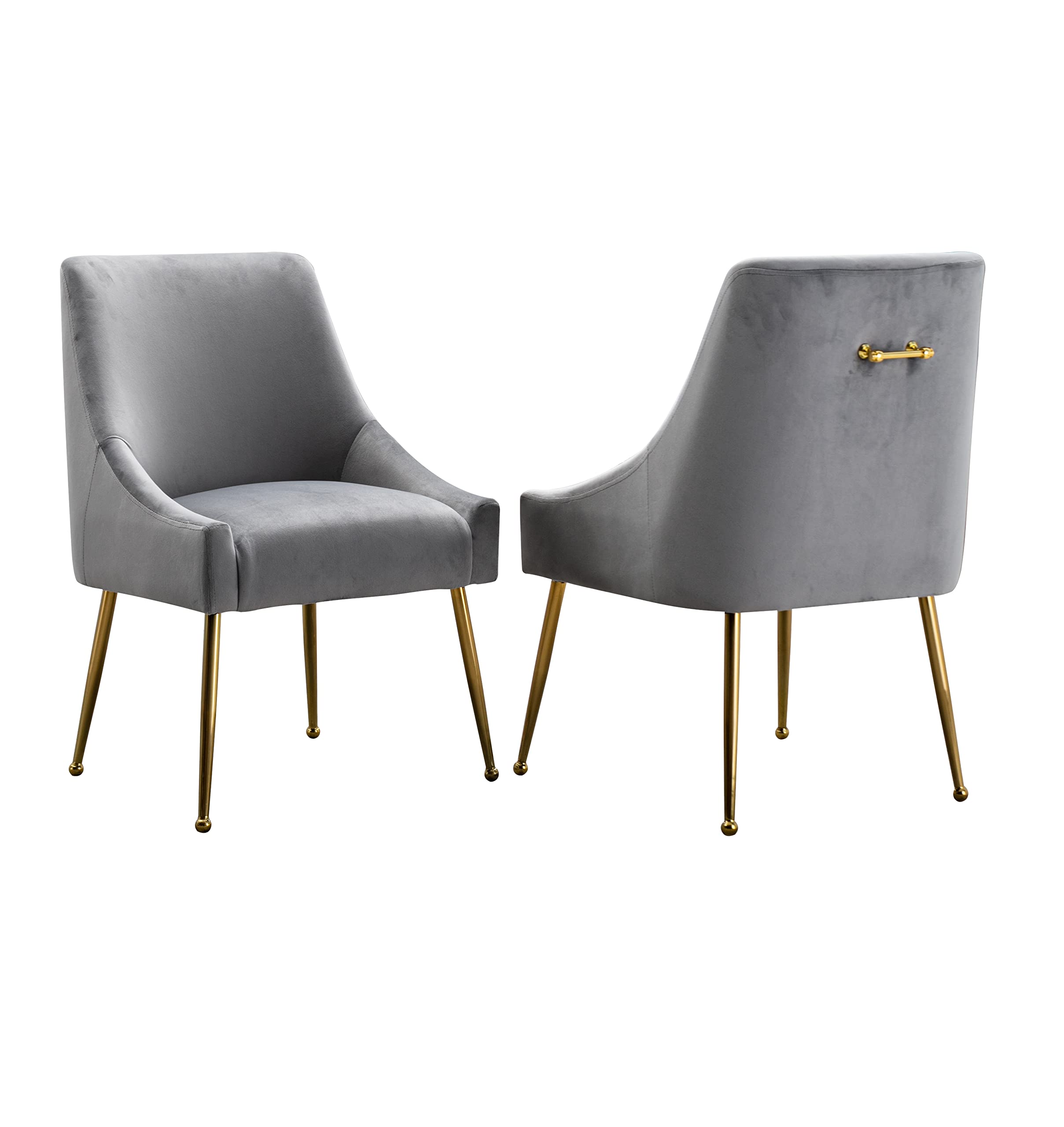 Photo 1 of ***Parts Only***Restworld Velvet Dining Chairs Set of 2, Furniture Collection Modern Contemporary Upholstered with Polished Gold Metal Legs(Light Grey) Set of 2 Light Grey