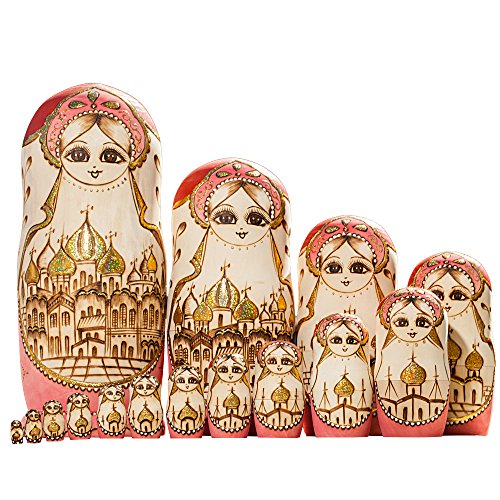 YAKELUS Matroschkas Stücken handgemacht Das Lindenholz Geschenk Spielzeug Matruschka Russian Nesting Dolls professionelle Matrjoschka-Marke 002 (15096 (15piece)) Cover