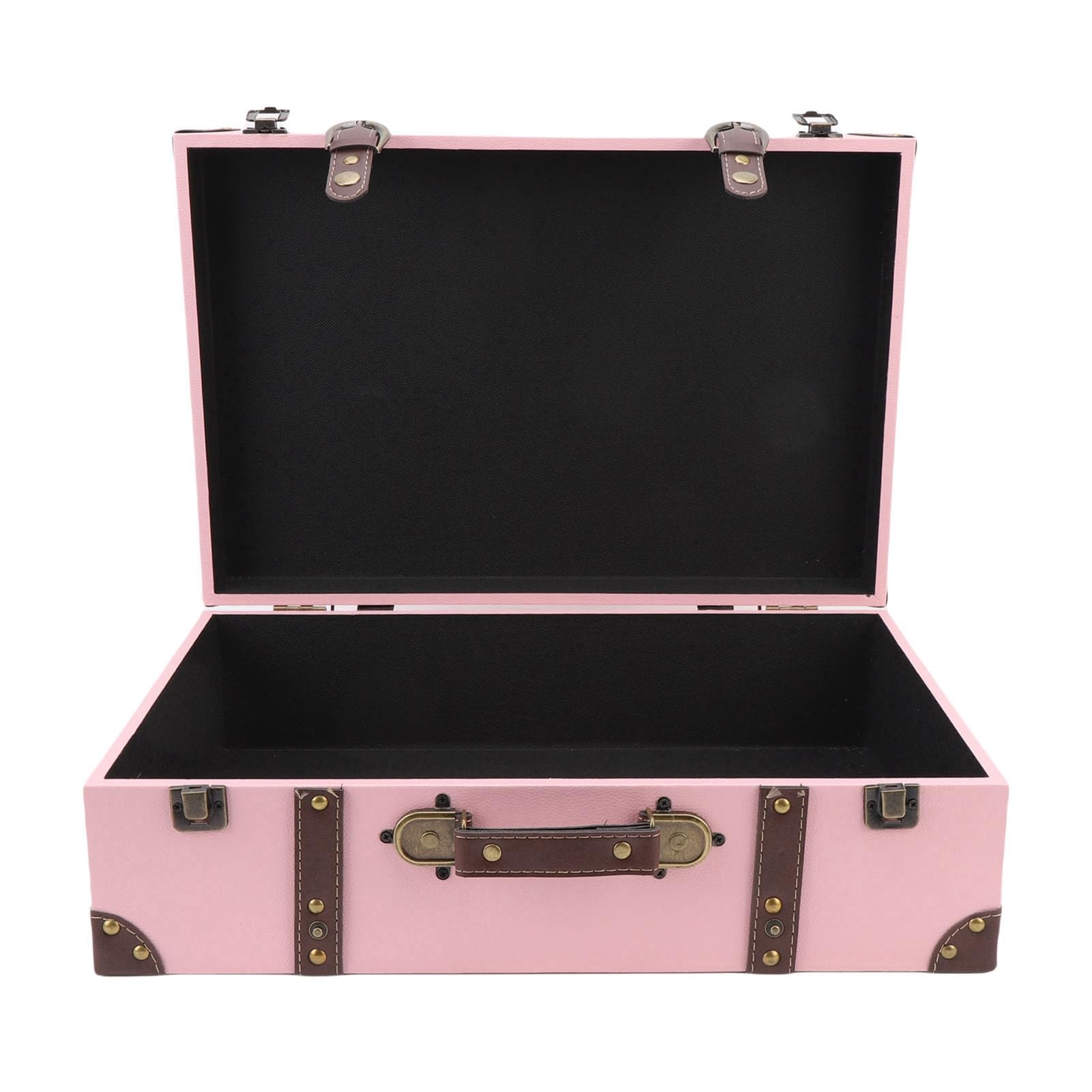 PUSOKEI Stara Walizka Dekoracyjna, Retro Pudełko na Przechowywanie (PINK) | Decorative Storage Suitcase for Travel Theme, Antique Chest for Photography Props, 17.7x11.8x5.9in