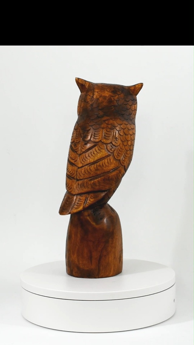 Figura Decorativa de Búho de Madera Hecha a Mano 10" miniatura 7