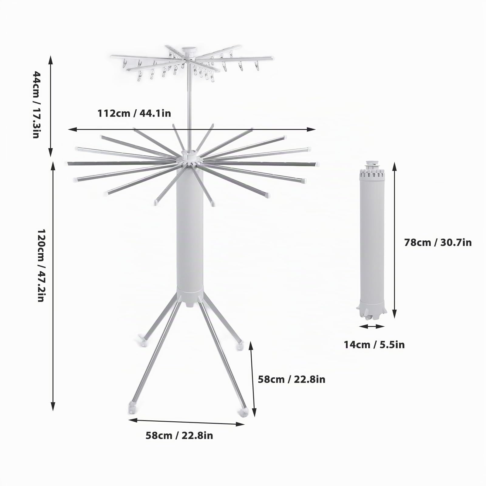 Tendedero de Ropa Plegable con Trípode de Aluminio, Soporte de Lavandería que Ahorra Espacio para Uso en Interiores y Exteriores (Versión mejorada 02)