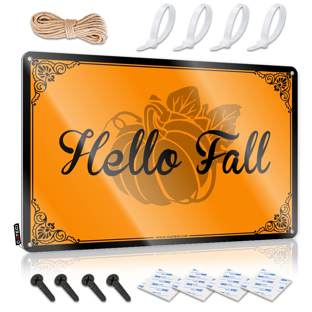 IBWNBBUSN Funny Metal Tin Sign For Bar Hello Fall Tin Sign 1 Man Cave Signs Vintage Funny Outdoor Tin Sign(30X40CM)