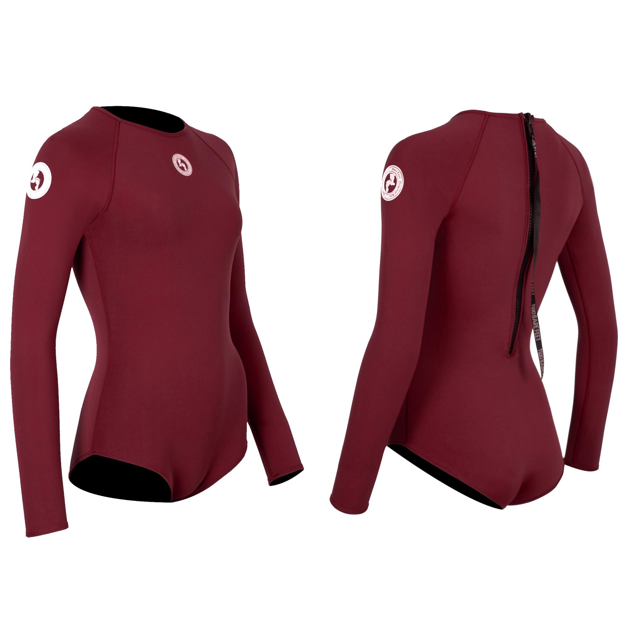 Two Bare Feet Women's 2mm Arabella Neoprene One-Piece Wetsuit – Premium Swim Suit for Surfing, Swimming, Scuba Diving & Water Sports, Flexible, Durable, Multiple Styles (Burgundy, S)