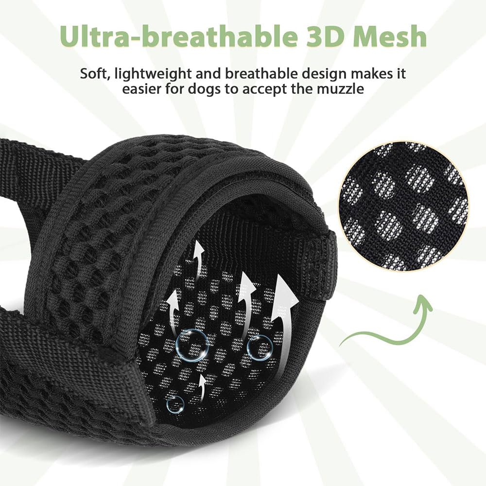Museruola per cani,in nylon,Museruola Traspirante Cani Regolabile con Cinghie in Velcro, Copertura per Cani di Piccola Media Grande Taglia