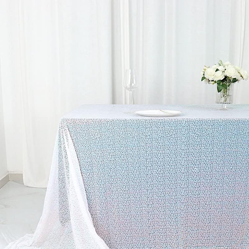 Miniatura 5 de Balsa Circle 90x156-Inch Iridescent Blue Rectangle Tablecloth for Wedding Party Cake Dessert Events Table Linens