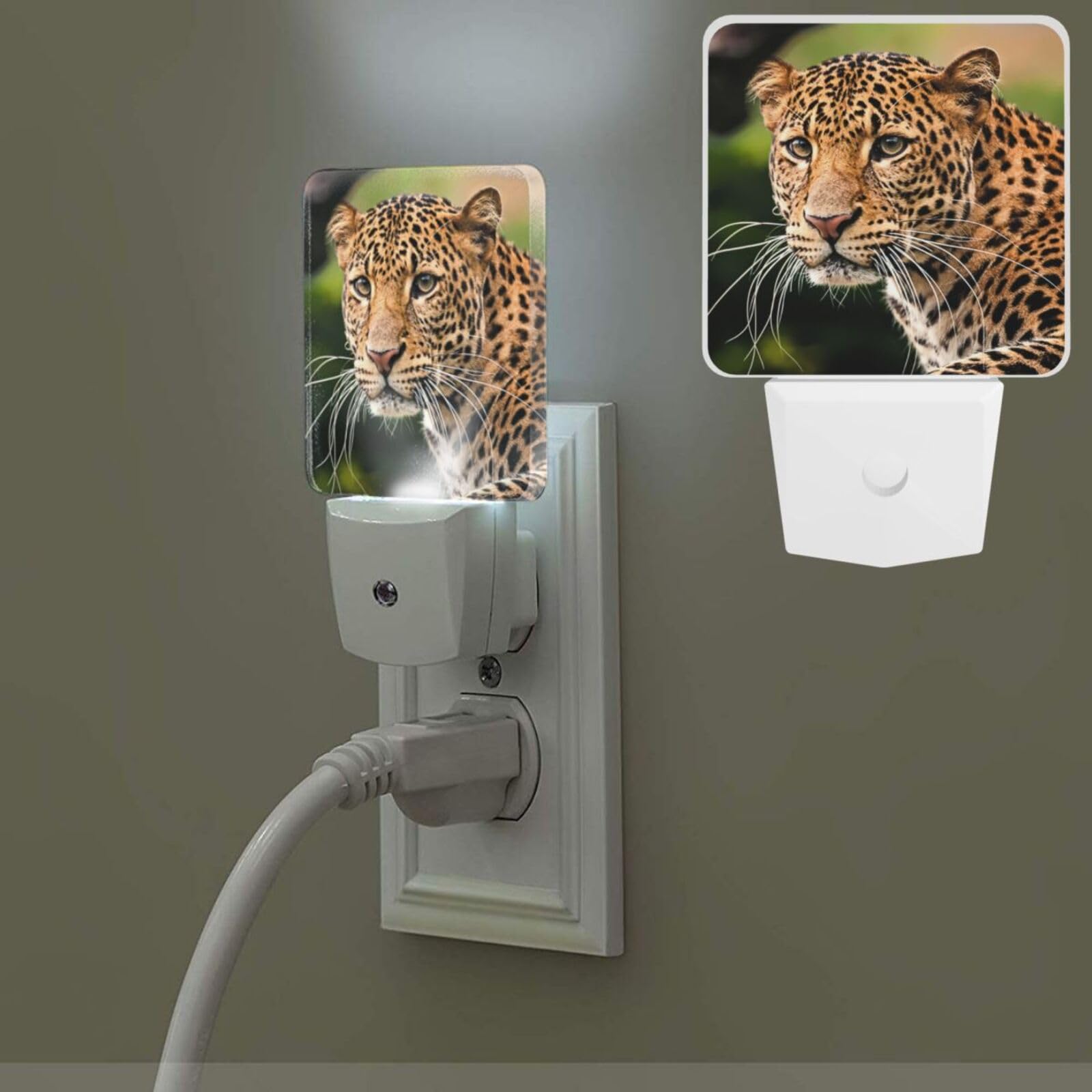 Vduck White Night Lights Plug Into Wall Leopard Led Nightlight With Dusk To Dawn Sensor Soft Warm Nightlights For Hallway Bedroom Kitchen Stairway