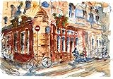Original/Print of the Watercolor Painting 'Paris Coffee-shop' on Quality Artistic Paper. Wall decor. Office Decor. Gift Idea. ACEO size available.