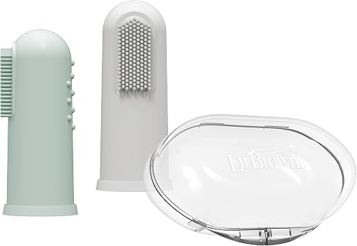 Dr. Brown's Silicone Finger Toothbrush, Gray and Green, 2-Pack