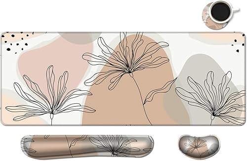 Juego de alfombrillas para mouse y teclado, alfombrilla de mouse extendida para juegos + soporte ergonómico para reposamuñecas para teclado, espuma